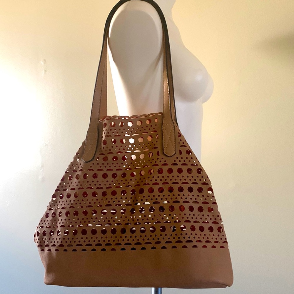 Tan Perforated Hobo Bag